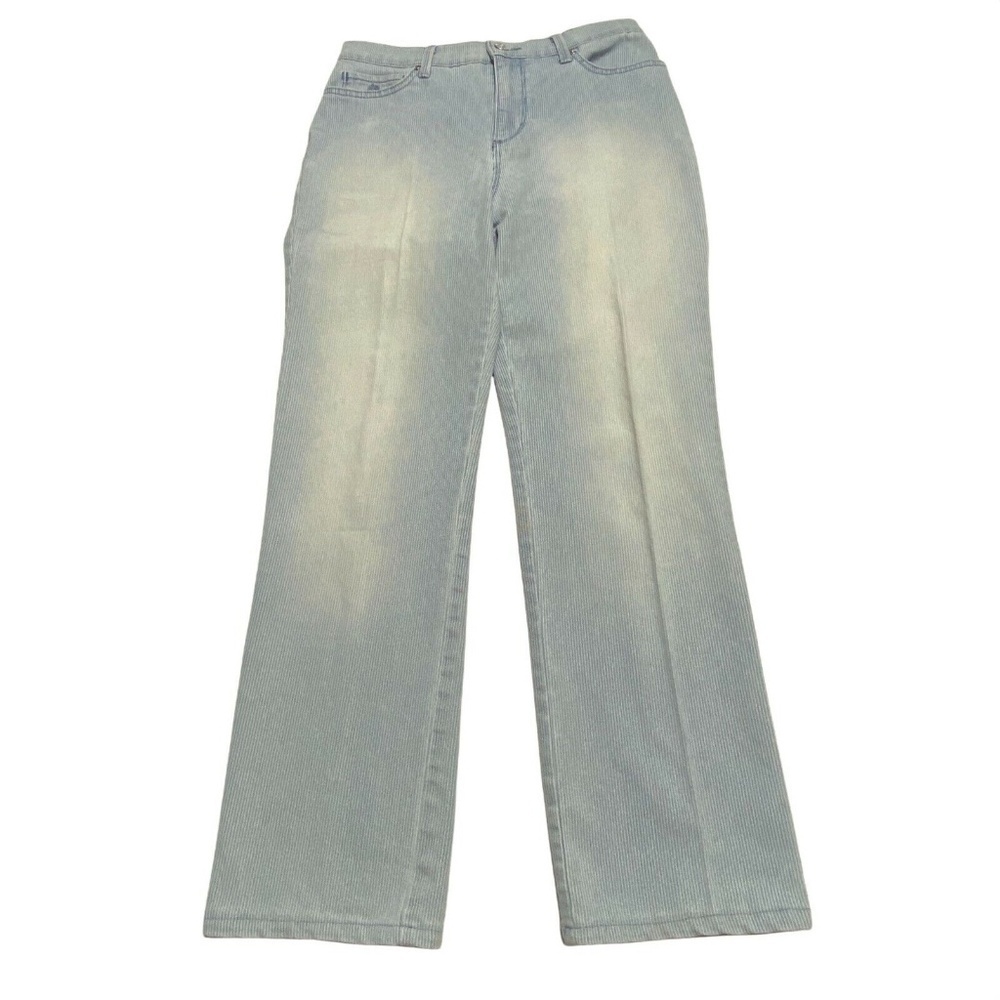 Gloria Vanderbilt Straight leg Women's size 6P Blue White Pinstripes Denim Jeans